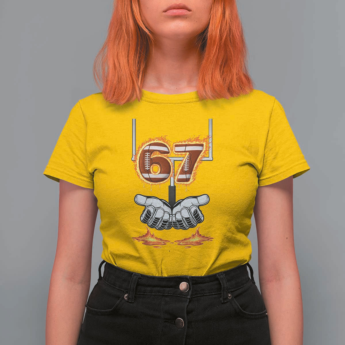 American Football Six Seven Meme T Shirt For Women Fire Flame Drip - Wonder Print Shop