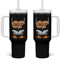 American Football Six Seven Meme Tumbler With Handle Fire Flame Drip - Wonder Print Shop