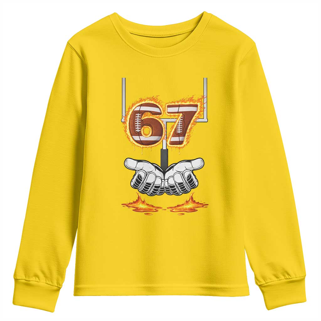 American Football Six Seven Meme Youth Sweatshirt Fire Flame Drip - Wonder Print Shop