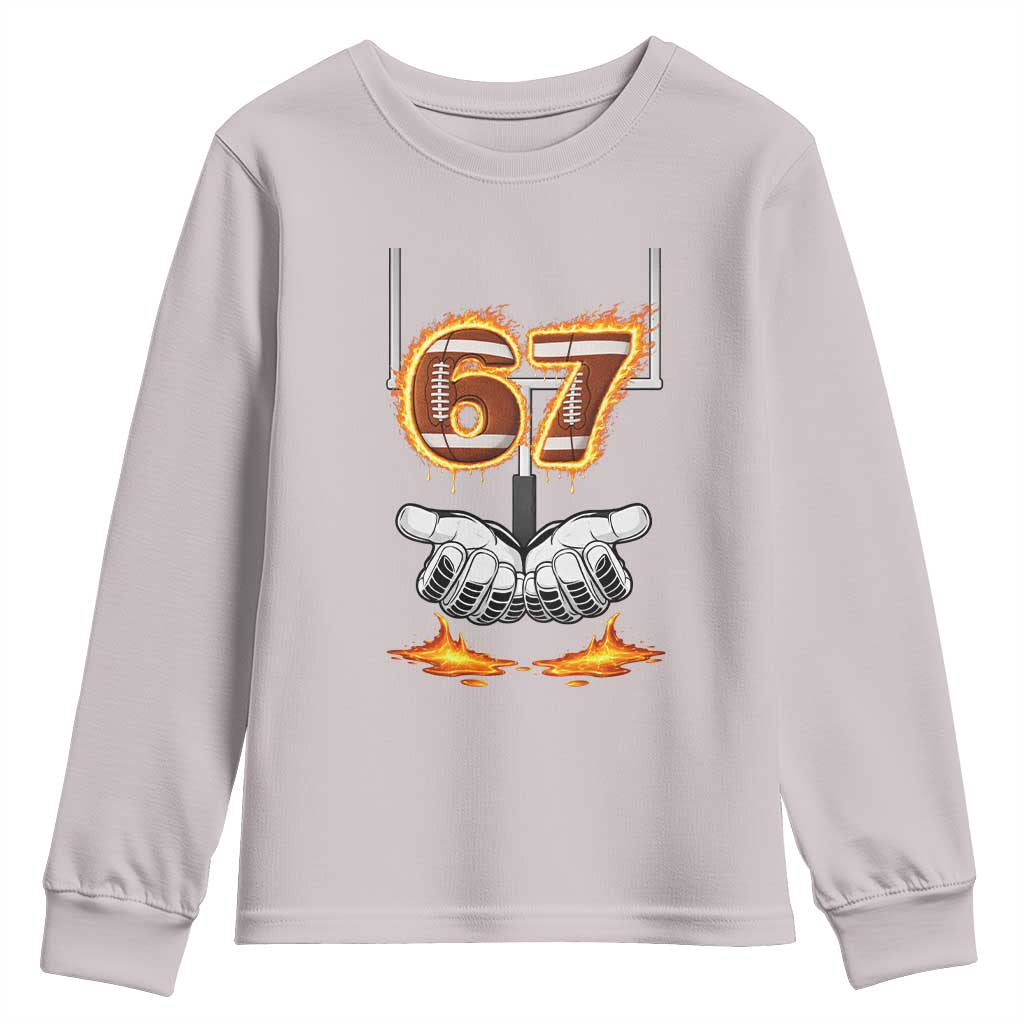 American Football Six Seven Meme Youth Sweatshirt Fire Flame Drip - Wonder Print Shop