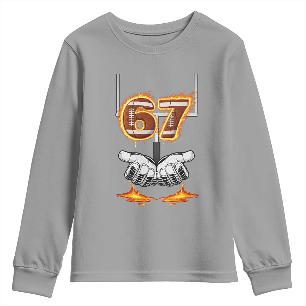 American Football Six Seven Meme Youth Sweatshirt Fire Flame Drip - Wonder Print Shop