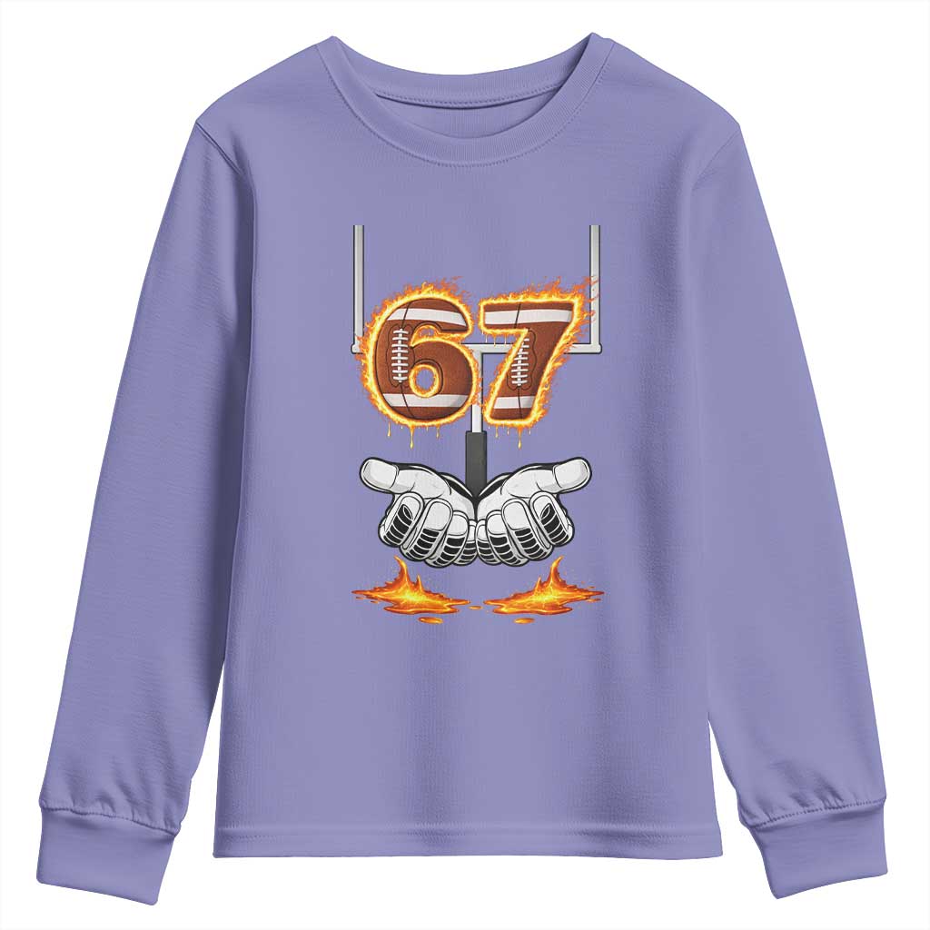 American Football Six Seven Meme Youth Sweatshirt Fire Flame Drip - Wonder Print Shop