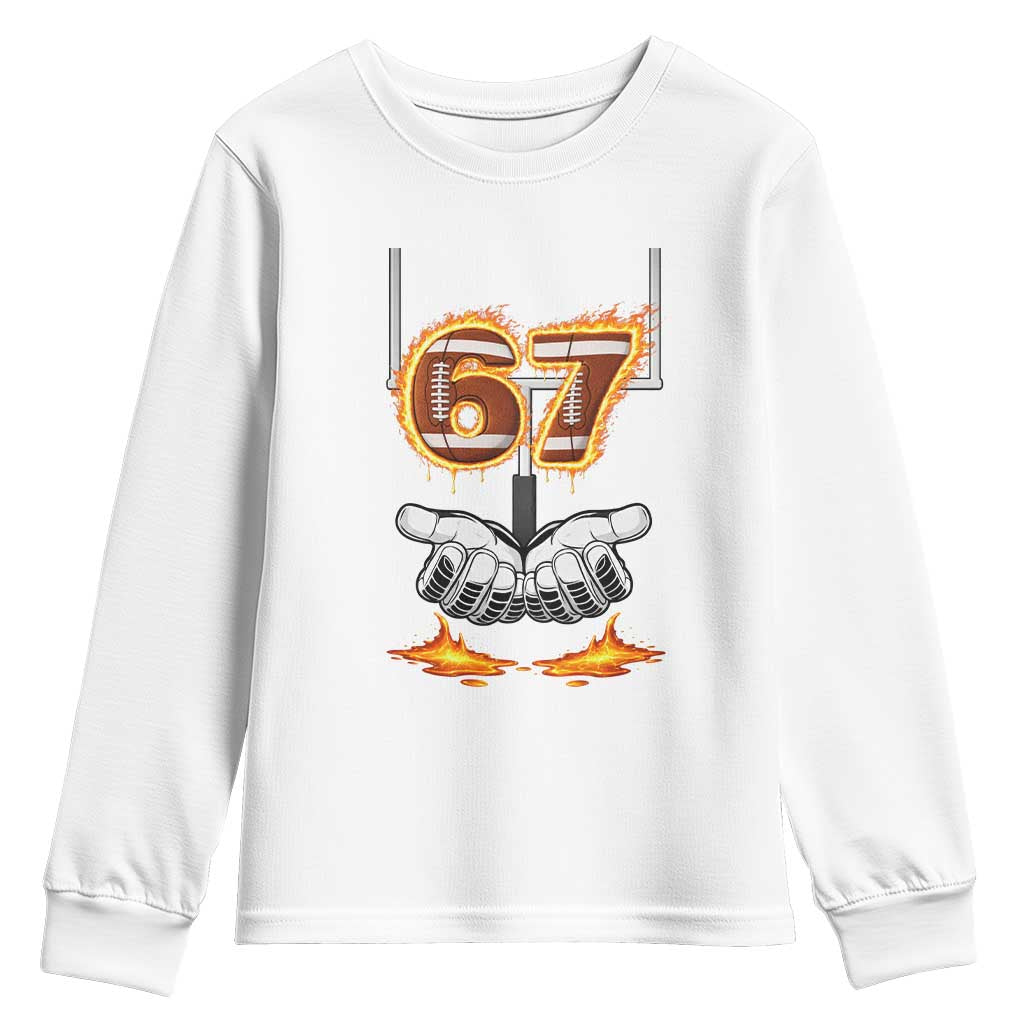 American Football Six Seven Meme Youth Sweatshirt Fire Flame Drip - Wonder Print Shop
