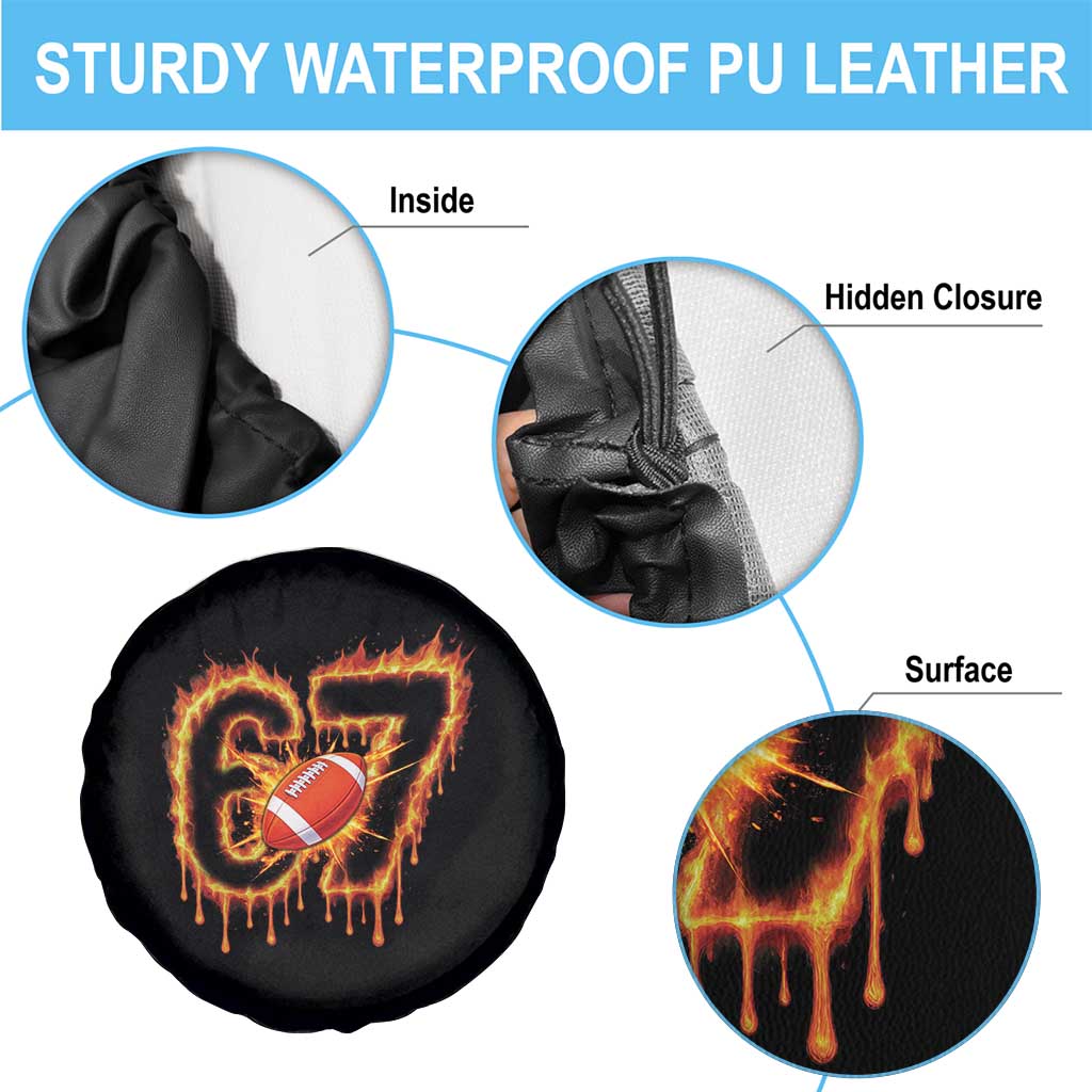 Funny American Football Six Seven Spare Tire Cover Fire Drip 67 Meme - Wonder Print Shop