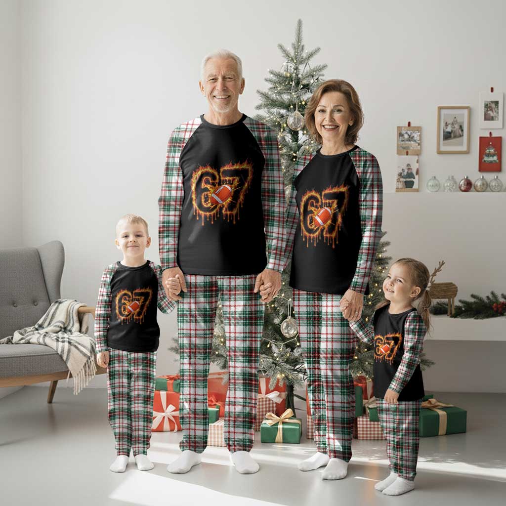 Funny American Football Six Seven Plaid Pajama Set Fire Drip 67 Meme - Wonder Print Shop
