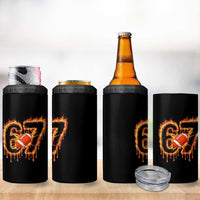 Funny American Football Six Seven 4 in 1 Can Cooler Tumbler Fire Drip 67 Meme - Wonder Print Shop
