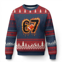 Funny American Football Six Seven Ugly Christmas Sweater Fire Drip 67 Meme - Wonder Print Shop