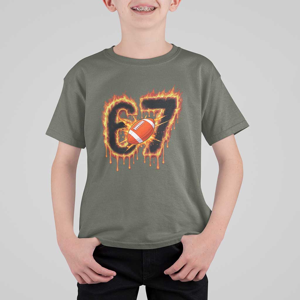 Funny American Football Six Seven T Shirt For Kid Fire Drip 67 Meme - Wonder Print Shop