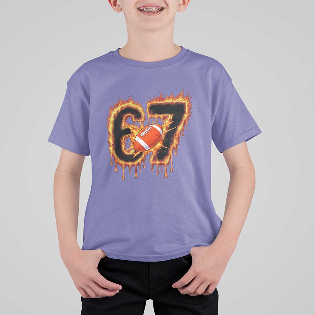 Funny American Football Six Seven T Shirt For Kid Fire Drip 67 Meme - Wonder Print Shop