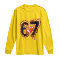 Funny American Football Six Seven Long Sleeve Shirt Fire Drip 67 Meme - Wonder Print Shop