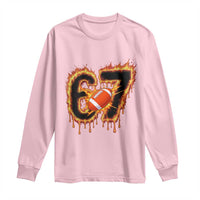 Funny American Football Six Seven Long Sleeve Shirt Fire Drip 67 Meme - Wonder Print Shop
