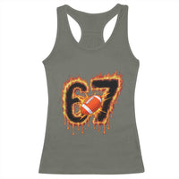 Funny American Football Six Seven Racerback Tank Top Fire Drip 67 Meme - Wonder Print Shop