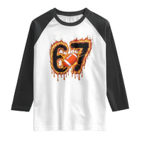 Funny American Football Six Seven Raglan Shirt Fire Drip 67 Meme - Wonder Print Shop