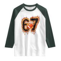 Funny American Football Six Seven Raglan Shirt Fire Drip 67 Meme - Wonder Print Shop