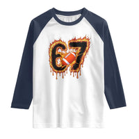 Funny American Football Six Seven Raglan Shirt Fire Drip 67 Meme - Wonder Print Shop
