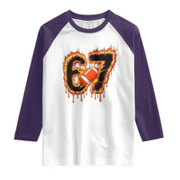 Funny American Football Six Seven Raglan Shirt Fire Drip 67 Meme - Wonder Print Shop
