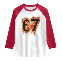 Funny American Football Six Seven Raglan Shirt Fire Drip 67 Meme - Wonder Print Shop