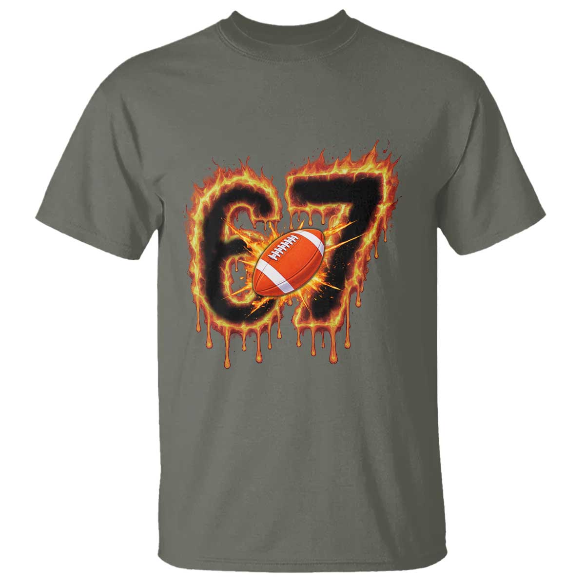 Funny American Football Six Seven T Shirt Fire Drip 67 Meme - Wonder Print Shop