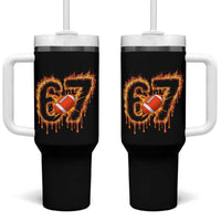 Funny American Football Six Seven Tumbler With Handle Fire Drip 67 Meme - Wonder Print Shop