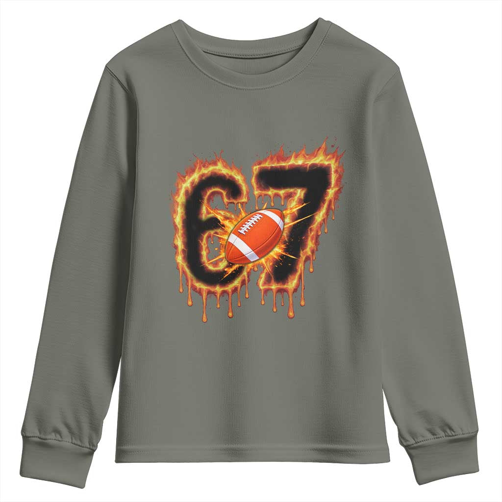 Funny American Football Six Seven Youth Sweatshirt Fire Drip 67 Meme - Wonder Print Shop