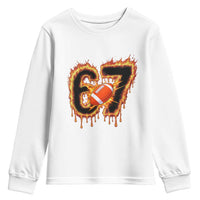 Funny American Football Six Seven Youth Sweatshirt Fire Drip 67 Meme - Wonder Print Shop