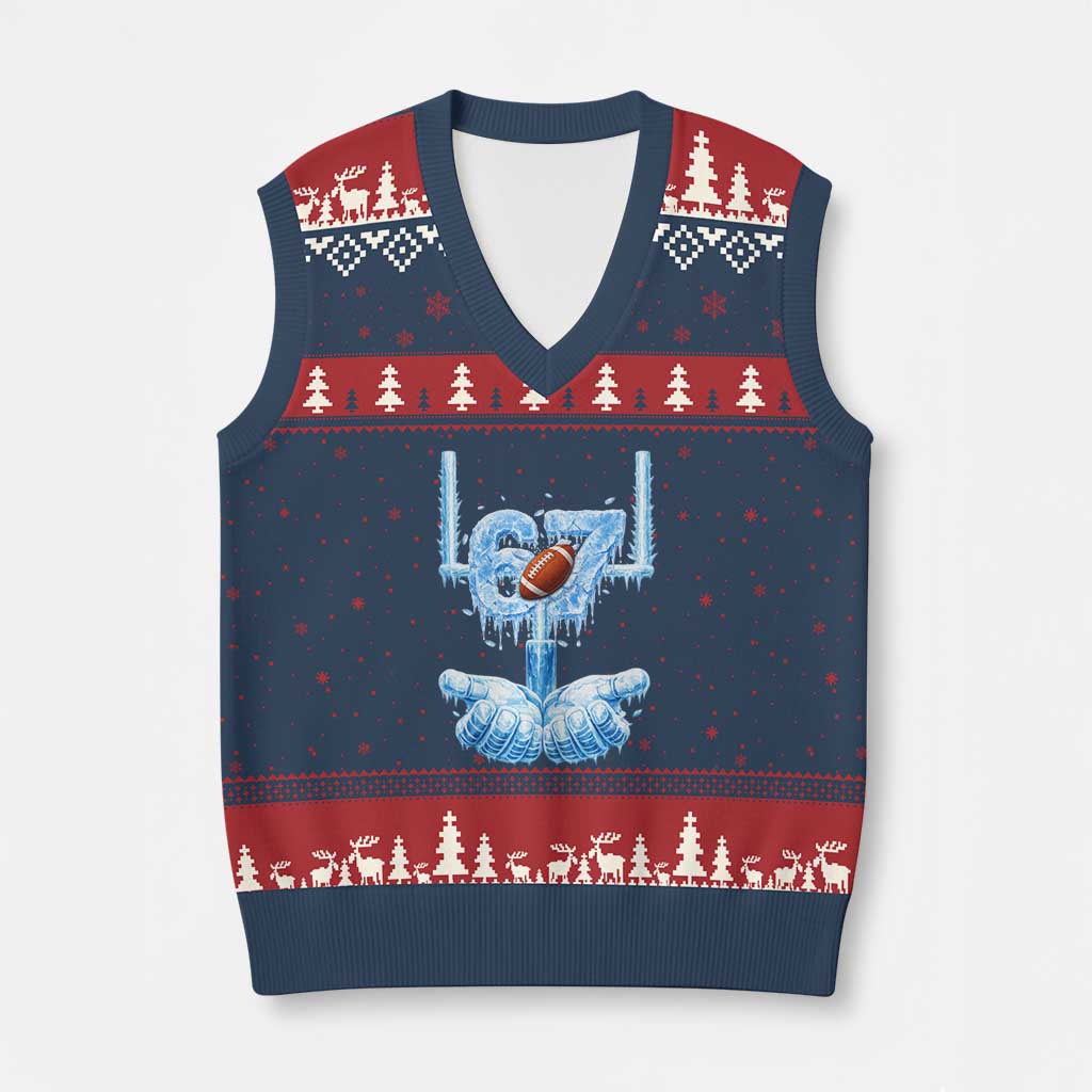 Cool Ice Effect 67 Meme V-Neck Knit Sweater Vest Funny American Football - Wonder Print Shop