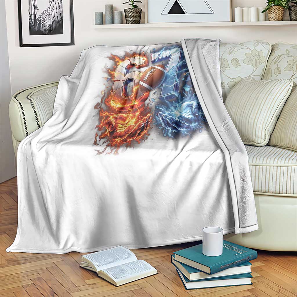 American Football Six Seven Meme Throw Blanket Funny Gen Alpha Slang Gift