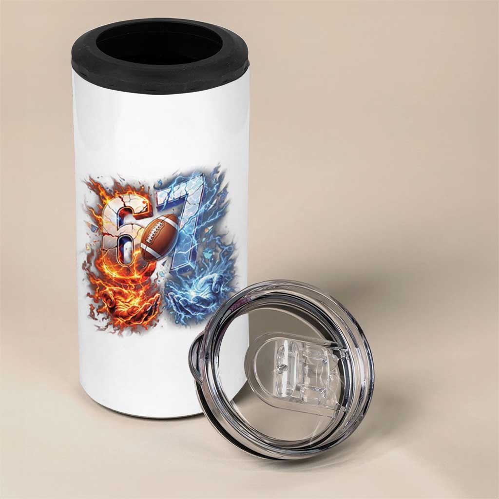 American Football Six Seven Meme 4 in 1 Can Cooler Tumbler Funny Gen Alpha Slang Gift