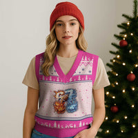 American Football Six Seven Meme V-Neck Knit Sweater Vest Funny Gen Alpha Slang Gift