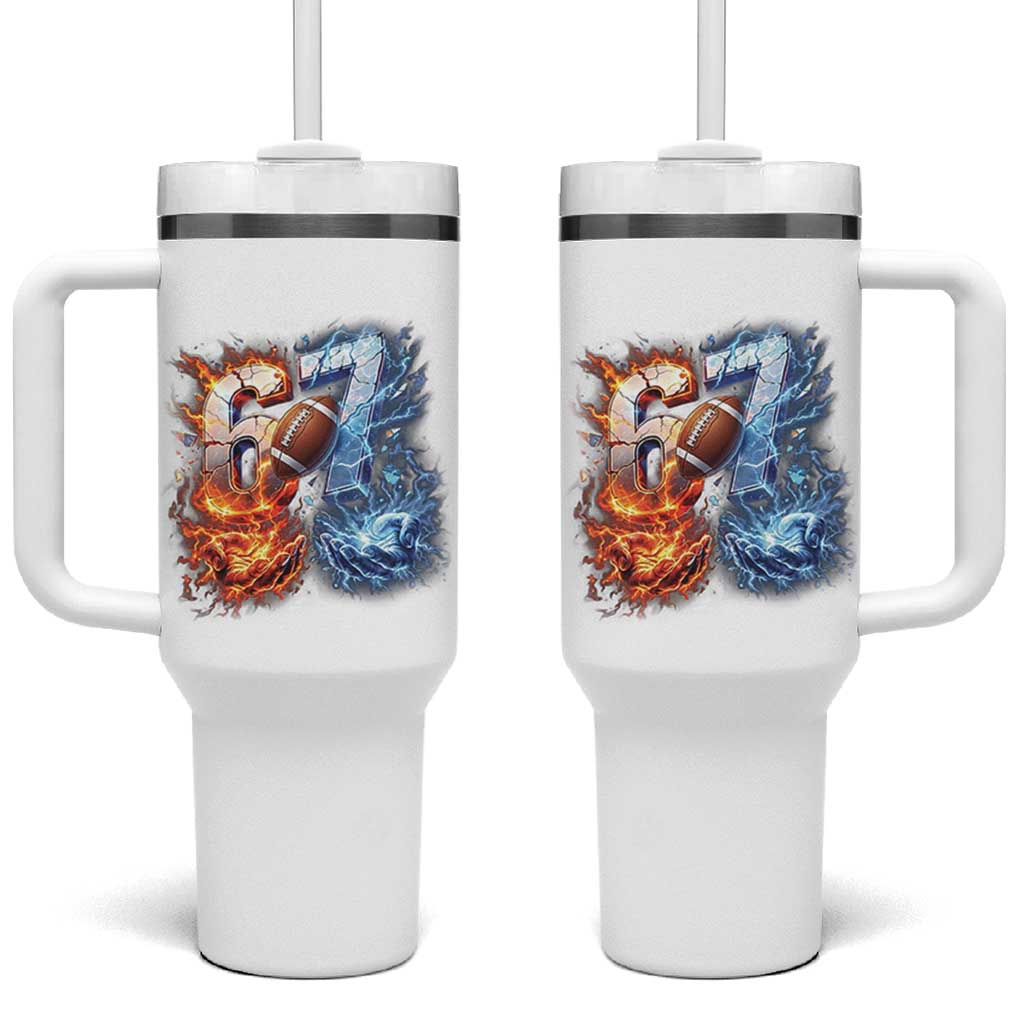 American Football Six Seven Meme Tumbler With Handle Funny Gen Alpha Slang Gift