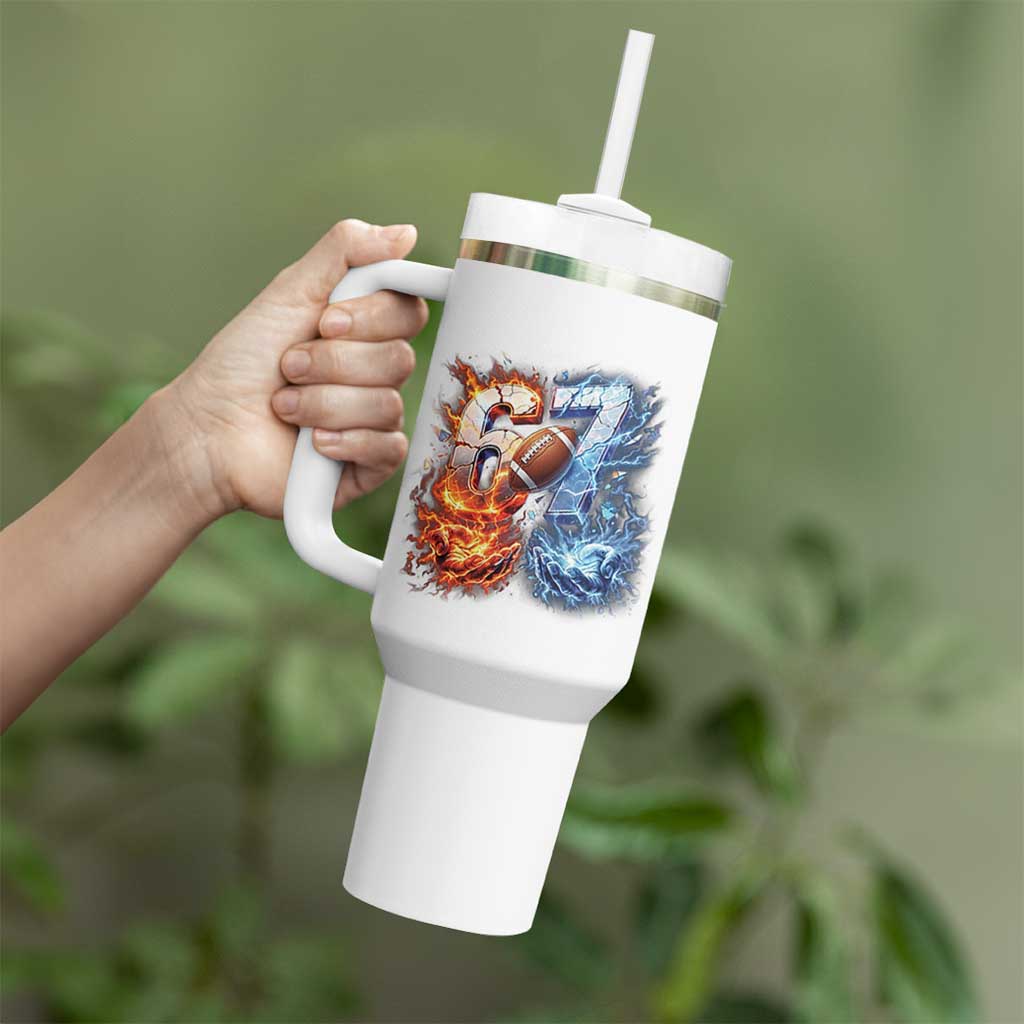 American Football Six Seven Meme Tumbler With Handle Funny Gen Alpha Slang Gift