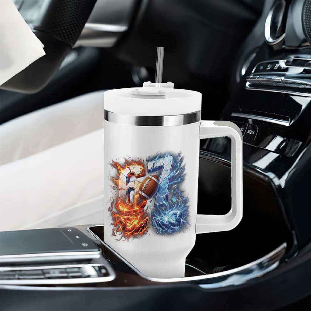 American Football Six Seven Meme Tumbler With Handle Funny Gen Alpha Slang Gift