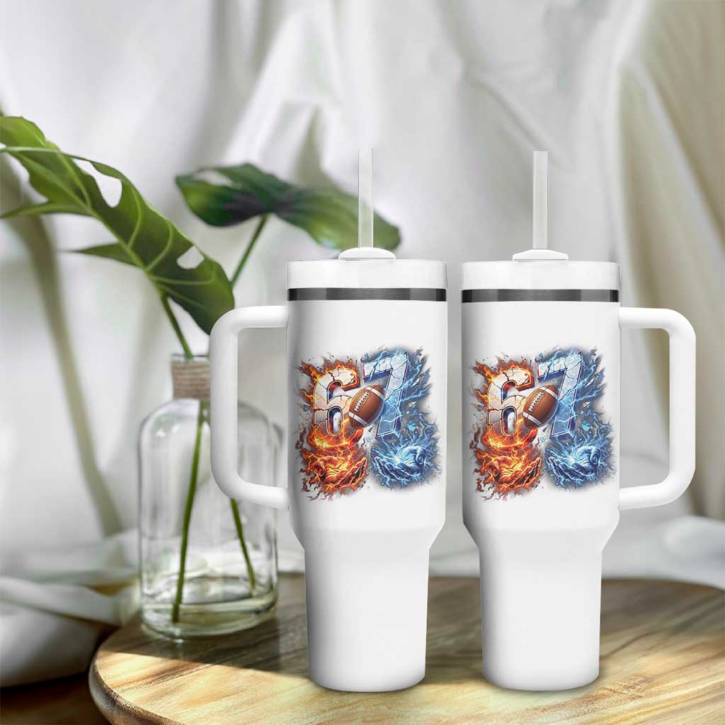 American Football Six Seven Meme Tumbler With Handle Funny Gen Alpha Slang Gift