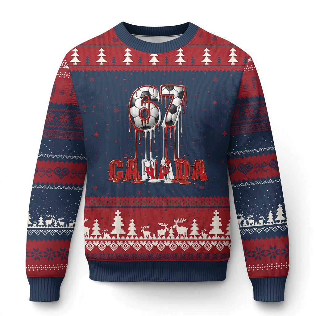 Funny Canada Soccer 67 Meme Ugly Christmas Sweater Canadian Soccer Lovers