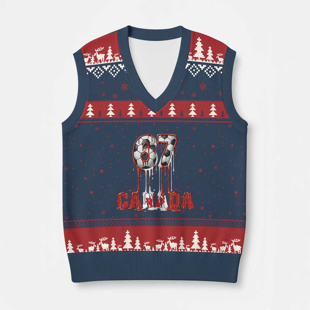 Funny Canada Soccer 67 Meme V-Neck Knit Sweater Vest Canadian Soccer Lovers