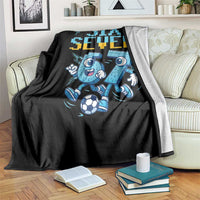 Funny Six Seven Pixel Playing Soccer Throw Blanket Gen Z Alpha Gift