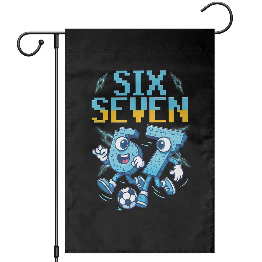 Funny Six Seven Pixel Playing Soccer Garden Flag Gen Z Alpha Gift