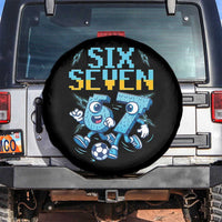 Funny Six Seven Pixel Playing Soccer Spare Tire Cover Gen Z Alpha Gift