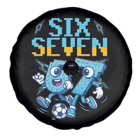 Funny Six Seven Pixel Playing Soccer Spare Tire Cover Gen Z Alpha Gift