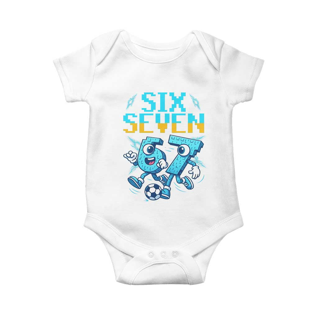 Funny Six Seven Pixel Playing Soccer Baby Onesie Gen Z Alpha Gift