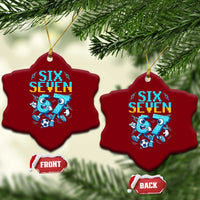 Funny Six Seven Pixel Playing Soccer Ceramic Ornament Gen Z Alpha Gift