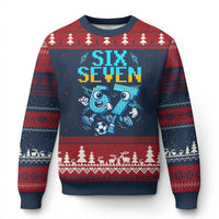 Funny Six Seven Pixel Playing Soccer Ugly Christmas Sweater Gen Z Alpha Gift