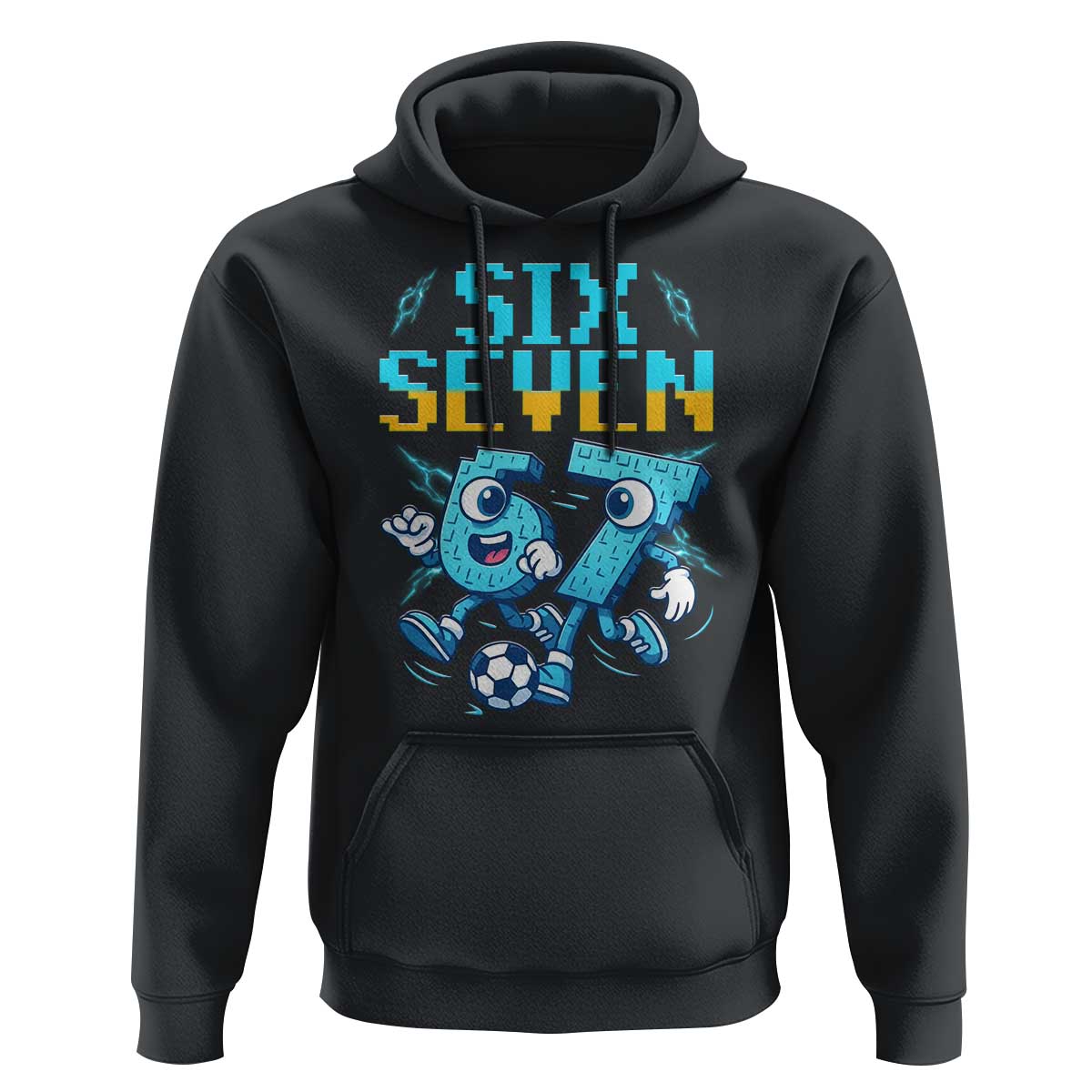 Funny Six Seven Pixel Playing Soccer Hoodie Gen Z Alpha Gift