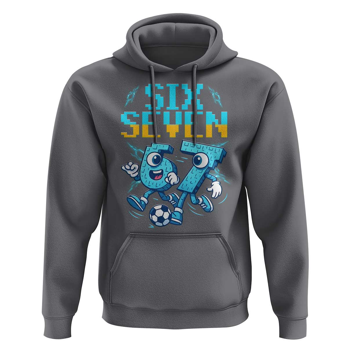 Funny Six Seven Pixel Playing Soccer Hoodie Gen Z Alpha Gift