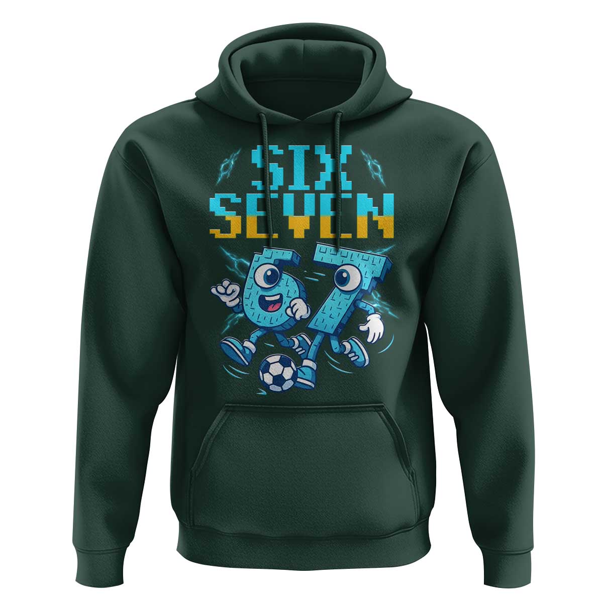 Funny Six Seven Pixel Playing Soccer Hoodie Gen Z Alpha Gift