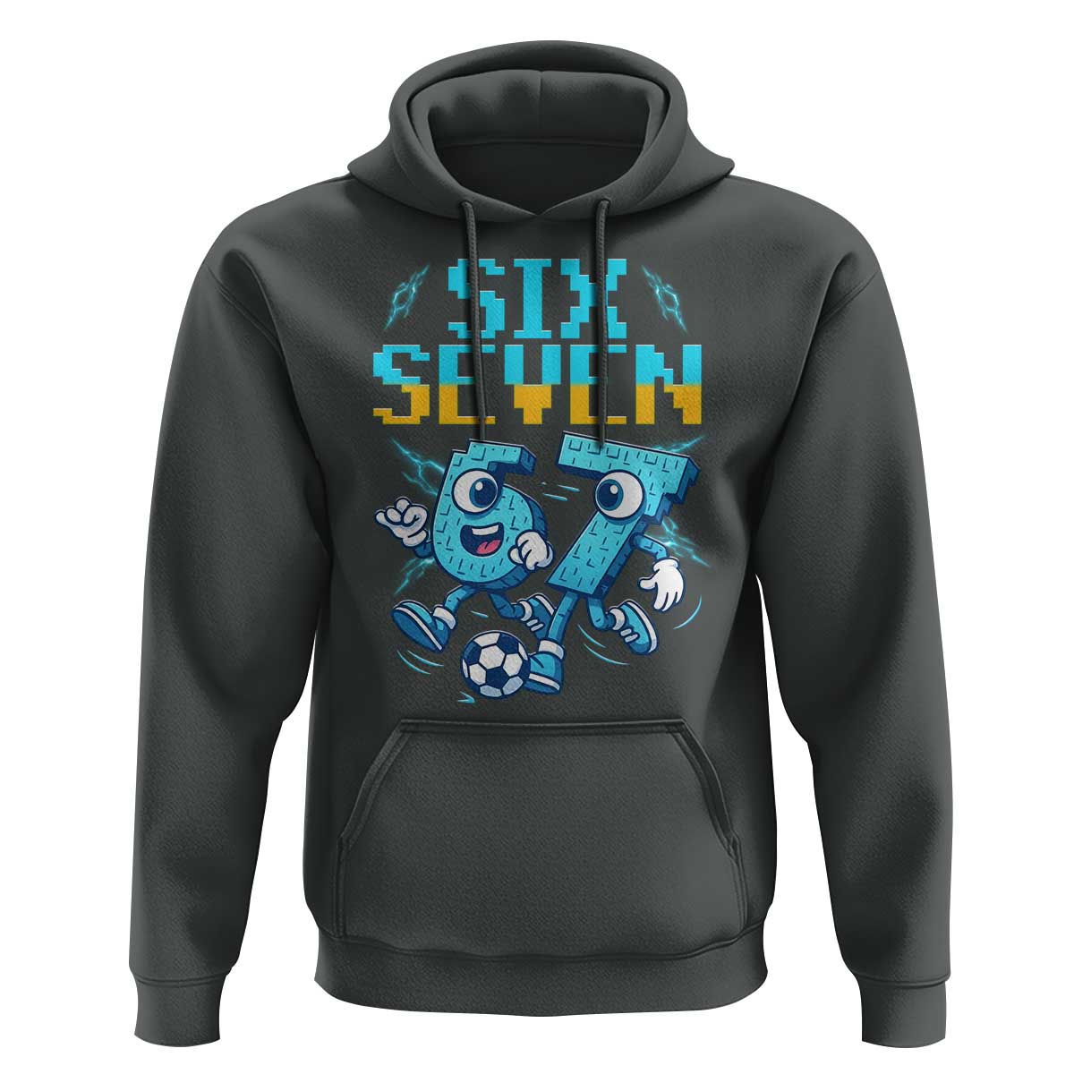 Funny Six Seven Pixel Playing Soccer Hoodie Gen Z Alpha Gift