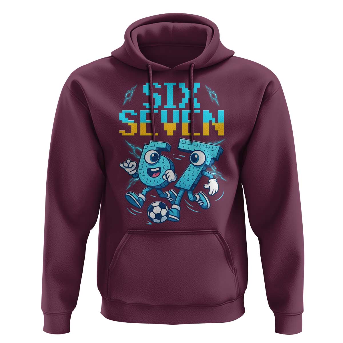 Funny Six Seven Pixel Playing Soccer Hoodie Gen Z Alpha Gift
