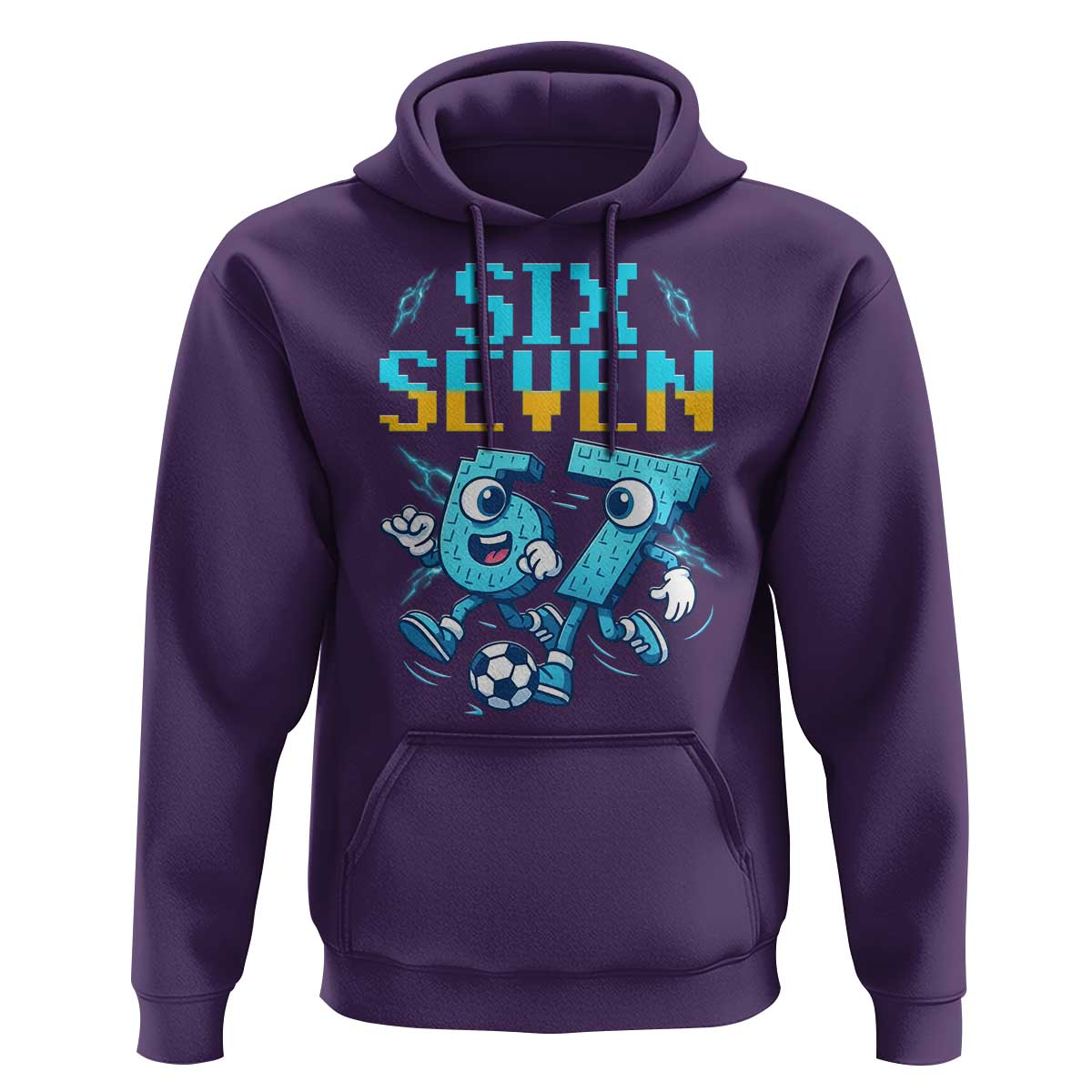 Funny Six Seven Pixel Playing Soccer Hoodie Gen Z Alpha Gift
