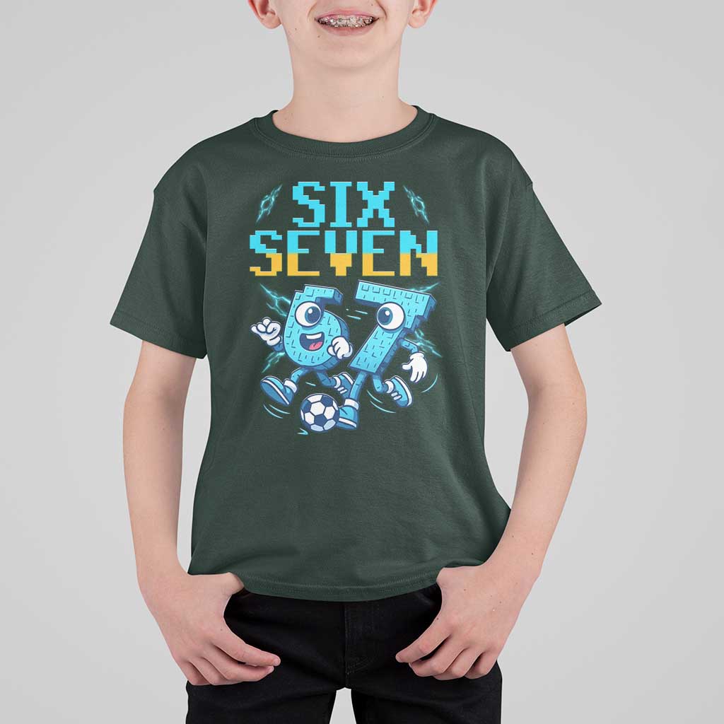 Funny Six Seven Pixel Playing Soccer T Shirt For Kid Gen Z Alpha Gift