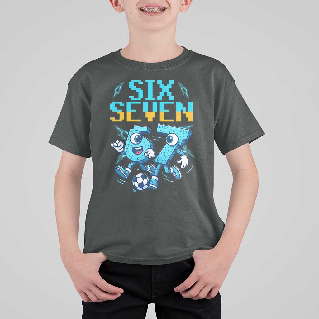 Funny Six Seven Pixel Playing Soccer T Shirt For Kid Gen Z Alpha Gift